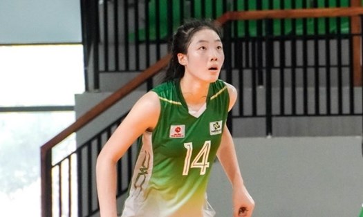 Chủ công Quỳnh Hương được đôn lên tuyến 1 đội bóng chuyền nữ Binh chủng Thông tin. Ảnh; BCTT TCT Đông Bắc