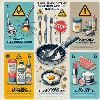 In the home, items such as electric wires, non-stick pans... should not be used when there are signs that they need to be replaced. Photo AI: Ha My