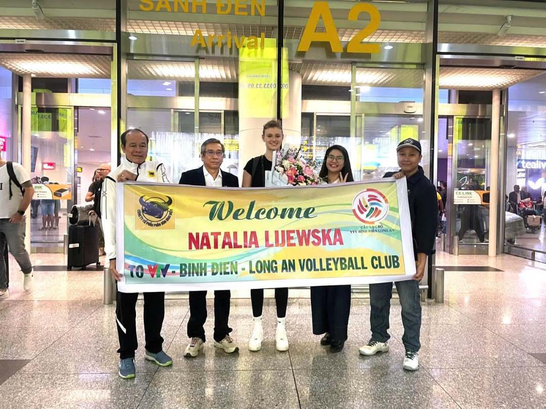 Foreign player Natalia has arrived in Vietnam to join VTV Binh Dien Long An today. Photo: VTVBDLA