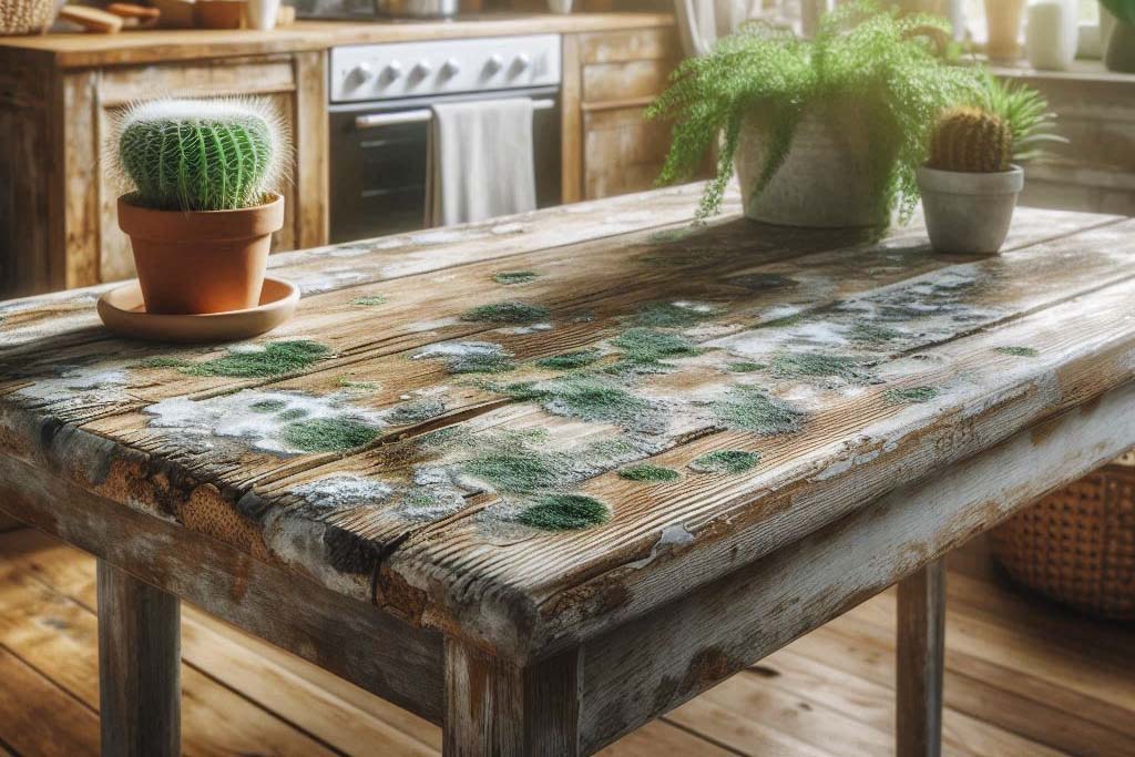 When it is cloudy and the humidity in the air increases, wooden furniture is easily affected by mold. Photo - AI: Cat Tien