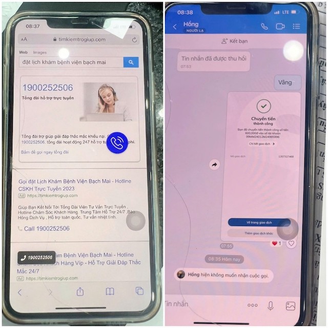 Hinh anh khach hang cung cap ve qua trinh bi lua. Anh: Benh vien Bach Mai cung cap