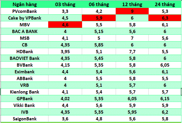 Top ngan hang co lai suat cao nhat thi truong hien nay. Do hoa: Ha Vy