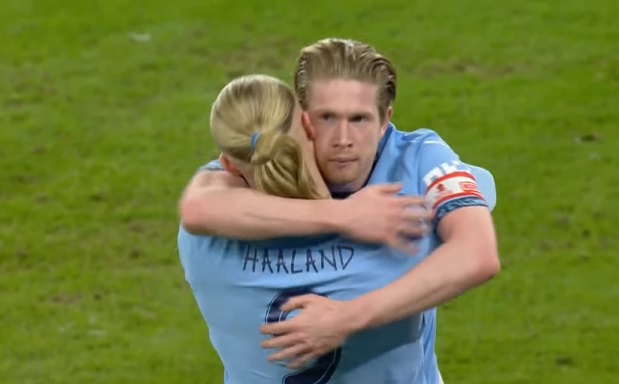 De Bruyne scored to take Man City to the quarter-finals of the FA Cup. Photo: Cut from video