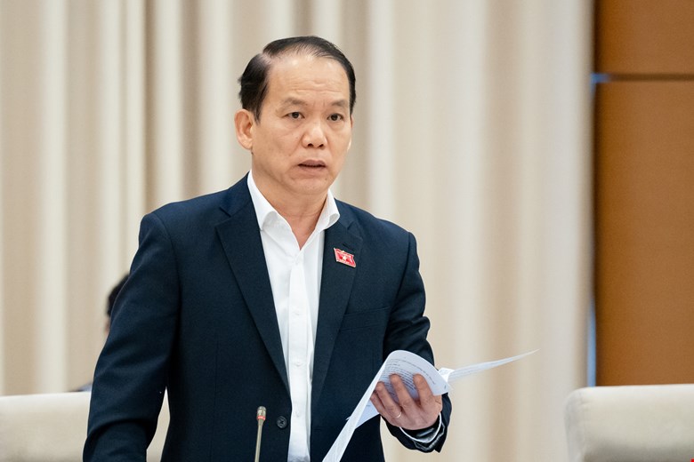 Chu nhiem Uy ban Phap luat va Tu phap Hoang Thanh Tung phat bieu thao luan. Anh Quochoi.vn