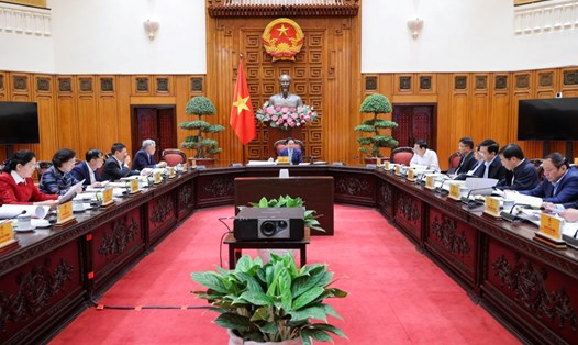 Đảng ủy Chính phủ thảo luận về các phương án dự kiến sáp nhập một số đơn vị cấp tỉnh, không tổ chức cấp huyện tại cuộc họp ngày 5.3. Ảnh: VGP