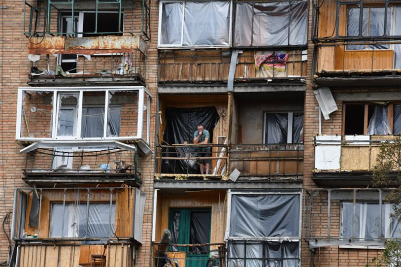 A residential building in Russia's Kursk region was damaged after a Ukrainian attack. Photo: Xinhua