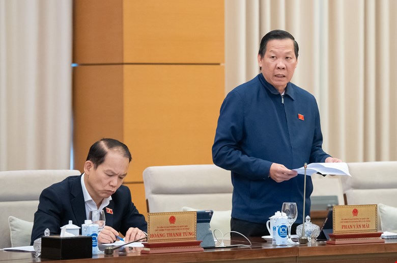 Chairman of the National Assembly's Economic and Financial Committee Phan Van Mai talks about special consumption tax on hybrid vehicles. Photo: Quochoi.vn