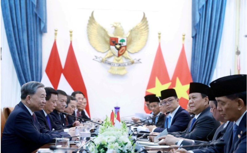 General Secretary To Lam holds talks with Indonesian President Prabowo Subianto. Photo: VNA