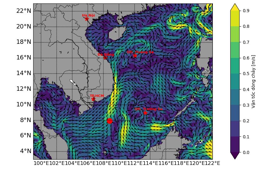 No storms or depressions are forecast in the East Sea in the next 2 weeks. In the photo is the flow at the surface on March 10, 2025. Photo: Vietnam National Center for Hydro-Meteorological Forecasting
