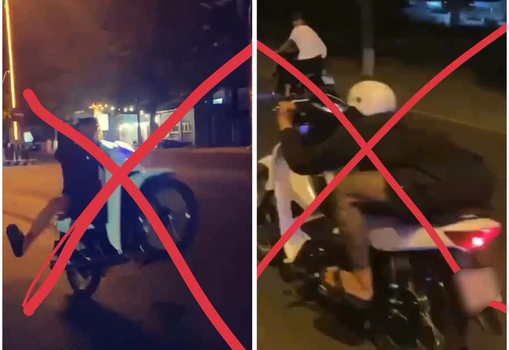 Hình ảnh P.T.H bốc đầu xe, lạng lách để đăng lên mạng xã hội nhằm câu view. Ảnh: Công an 