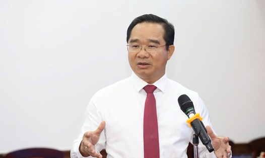 Chủ tịch UBND TPHCM Nguyễn Văn Được phát biểu tại hội thảo. Ảnh: Tùng Anh