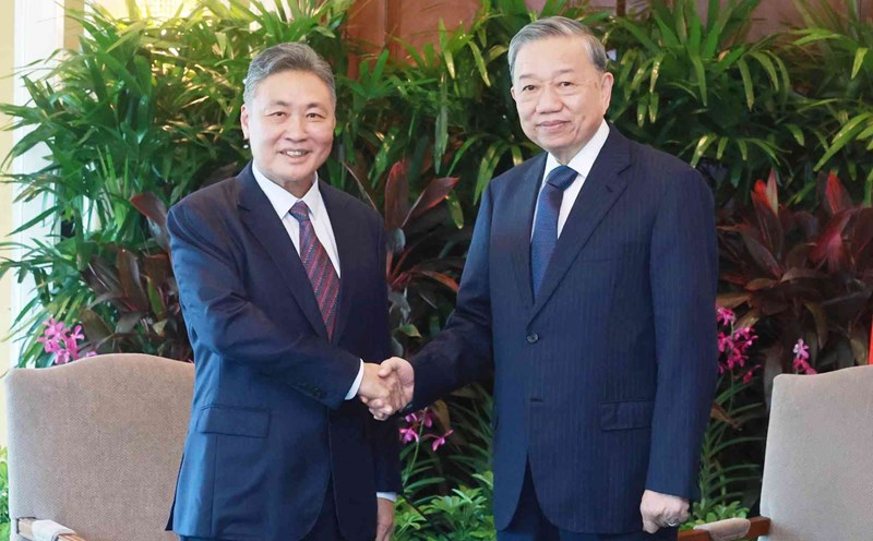 General Secretary To Lam received Mr. Tow Heng Tan, Chairman of Sembcorp Industries Group, Singapore. Photo: VNA