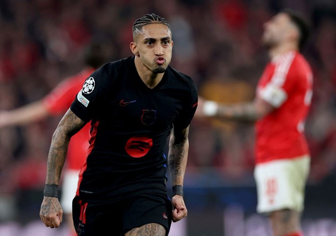 Raphinha continues to be a shining player for Barcelona. Photo: AFP