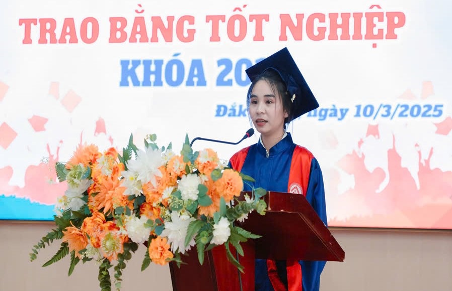 La estudiante Nguyen Thi Huong fue reclutada tan pronto como ella practicaba. Foto: Bao Lam