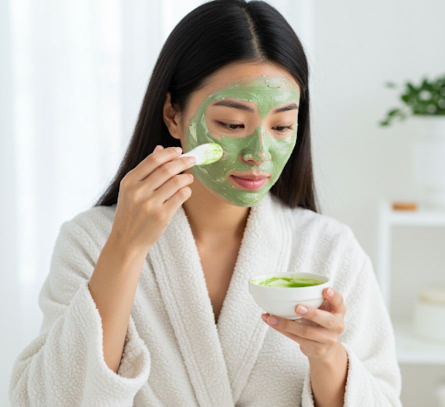 Wearing natural masks helps housewives fight aging and have bright, smooth, youthful skin. Photo - AI: T.Dat