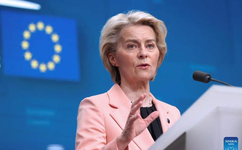 European Commission President Ursula von der Leyen announced measures to respond to US steel and aluminum tariffs. Photo: Xinhua