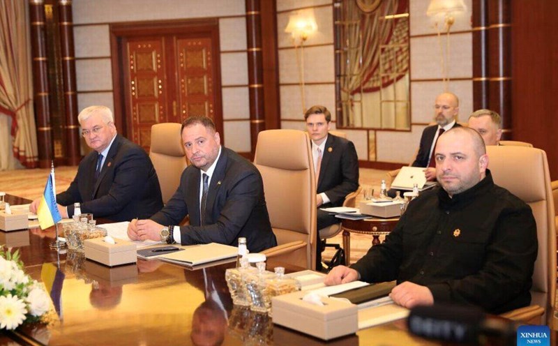 Ukrainian delegation during talks with the US in Saudi Arabia on March 11. Photo: Xinhua