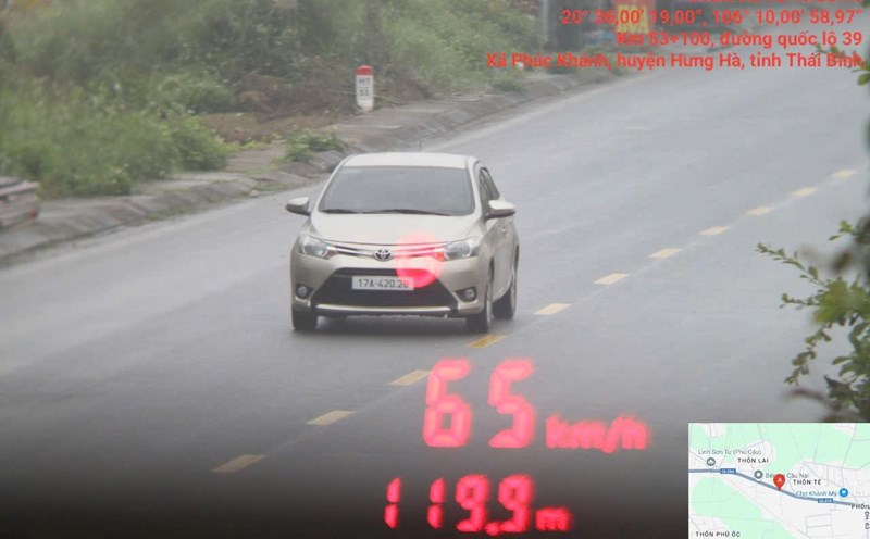 Image of the vehicle violating the traffic light signal. Source: Traffic Police Department - Thai Binh Provincial Police
