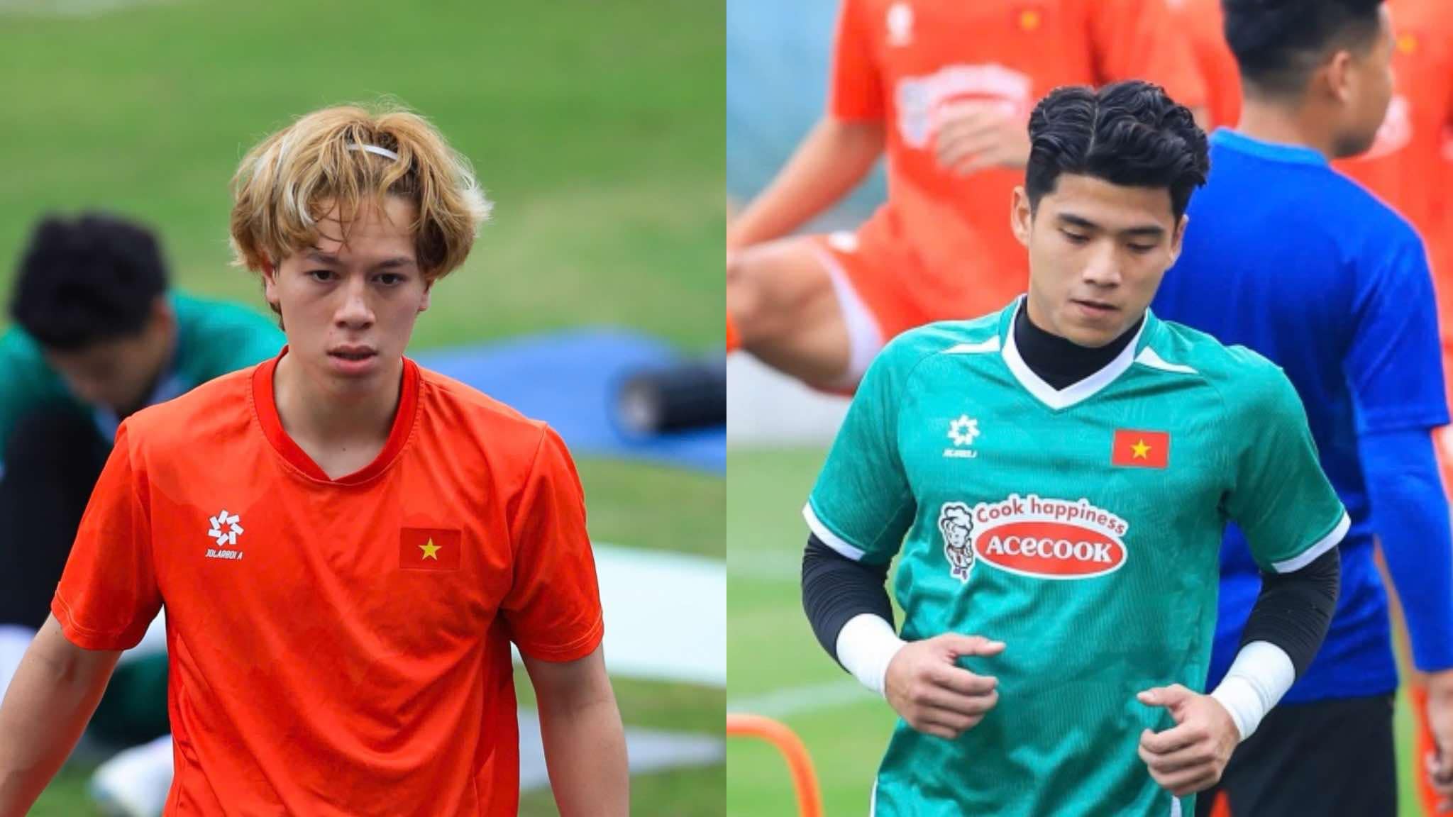 Midfielder Viktor Le (left) and goalkeeper Viktor Le are a close duo on the U22 Vietnam team. Photo: Minh Dan
