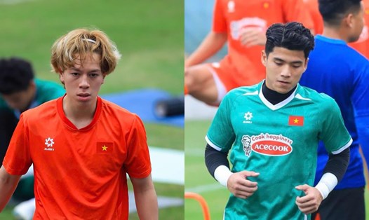 Tiền vệ Viktor Lê (trái) và thủ môn Viktor Lê là bộ đôi thân thiết trên tuyển U22 Việt Nam. Ảnh: Minh Dân