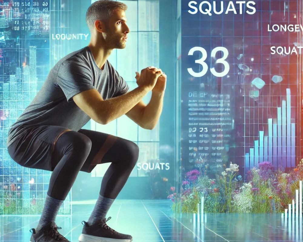 Squat giúp tăng cường cơ bắp và kéo dài tuổi thọ. Ảnh: AI