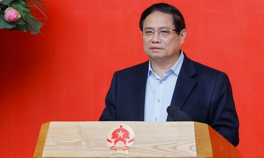 Ủy viên Bộ Chính trị, Thủ tướng Chính phủ Phạm Minh Chính nhấn mạnh việc ứng dụng công nghệ số, AI trong lãnh đạo, quản lý và điều hành của Đảng, Nhà nước. Ảnh: VGP/Nhật Bắc
