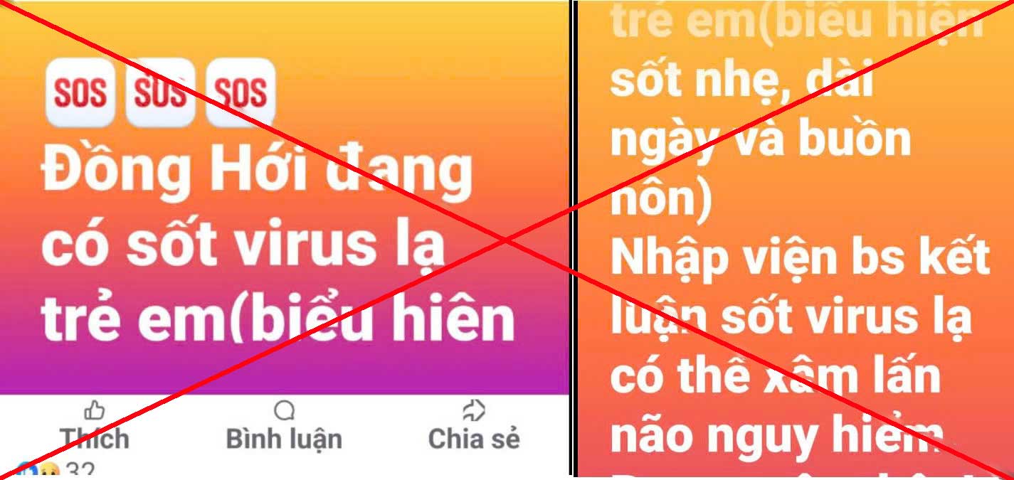 Informacion de la extraña fiebre viral que causa confusion publica en la ciudad de Dong Hoi (Quang Binh). Captura de pantalla