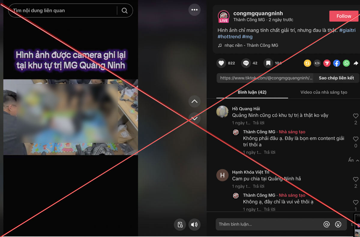 Hình ảnh dàn dựng với mục đích câu like, câu view. Ảnh: Công an Quảng Ninh