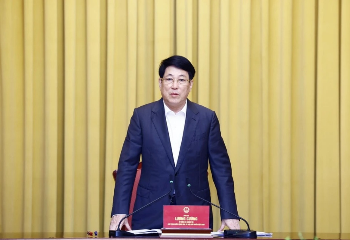 President Luong Cuong gave a speech. Photo: VNA