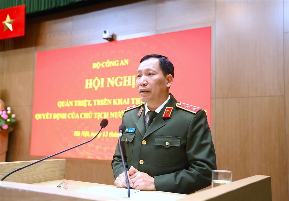 Thứ trưởng Lê Văn Tuyến phát biểu chỉ đạo tại Hội nghị. Ảnh: Bộ Công an
