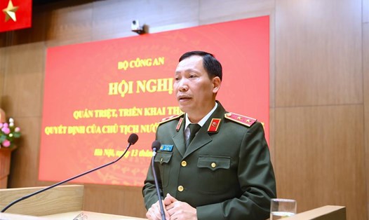 Thứ trưởng Lê Văn Tuyến phát biểu chỉ đạo tại Hội nghị. Ảnh: Bộ Công an