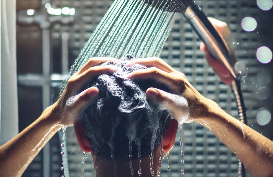 Advertencia El tiempo de champu afecta la salud. Obra de arte creada por cualquier persona.