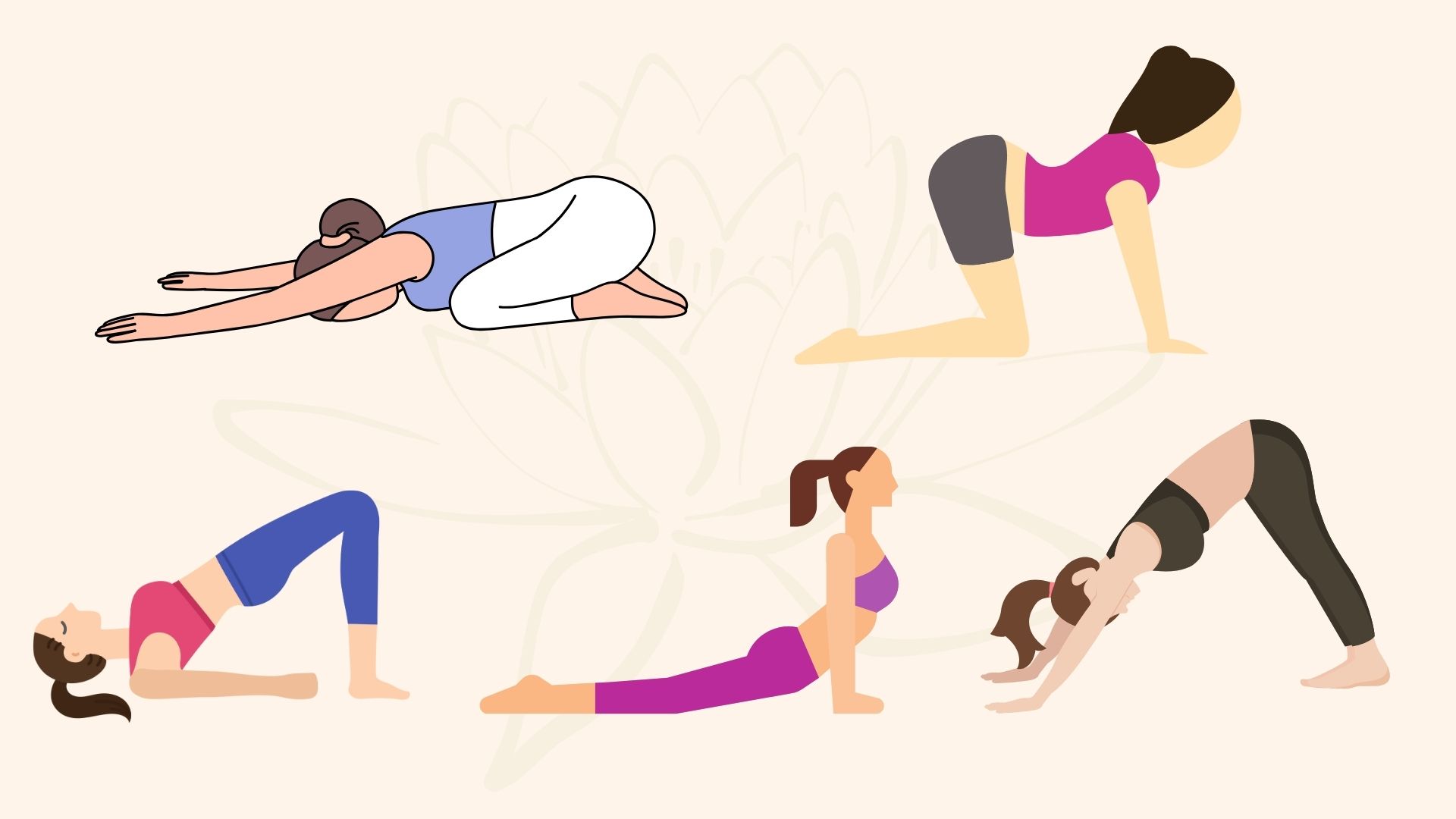 5 yoga poses to help relieve back pain. Graphics: Dinh Dinh