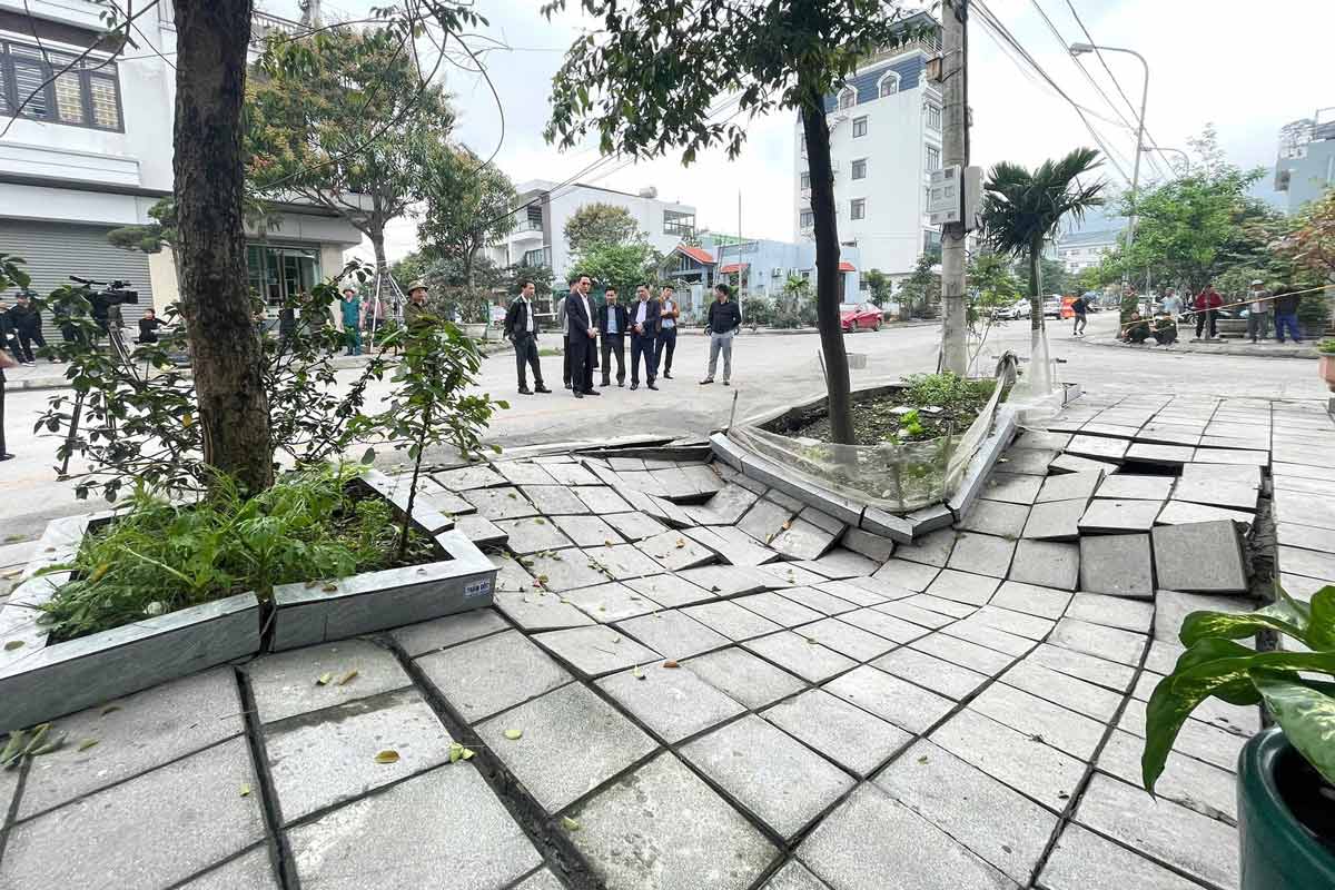 Hiện trường điểm sụt lún phường Cẩm Sơn, TP Cẩm Phả, tỉnh Quảng Ninh. Ảnh: Sở Khoa học Công nghệ Quảng Ninh