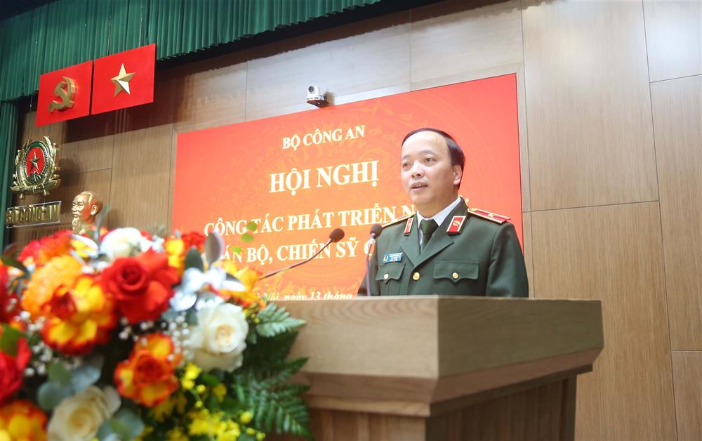 Deputy Minister of Public Security Dang Hong Duc spoke at the conference. Photo: Ministry of Public Security