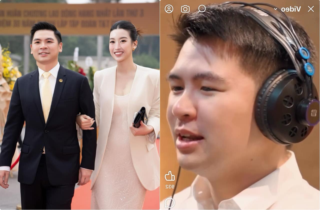 Businessman Do Vinh Quang - husband of Miss Do My Linh shows off his singing voice. Photo: Minh Phong/cut from video