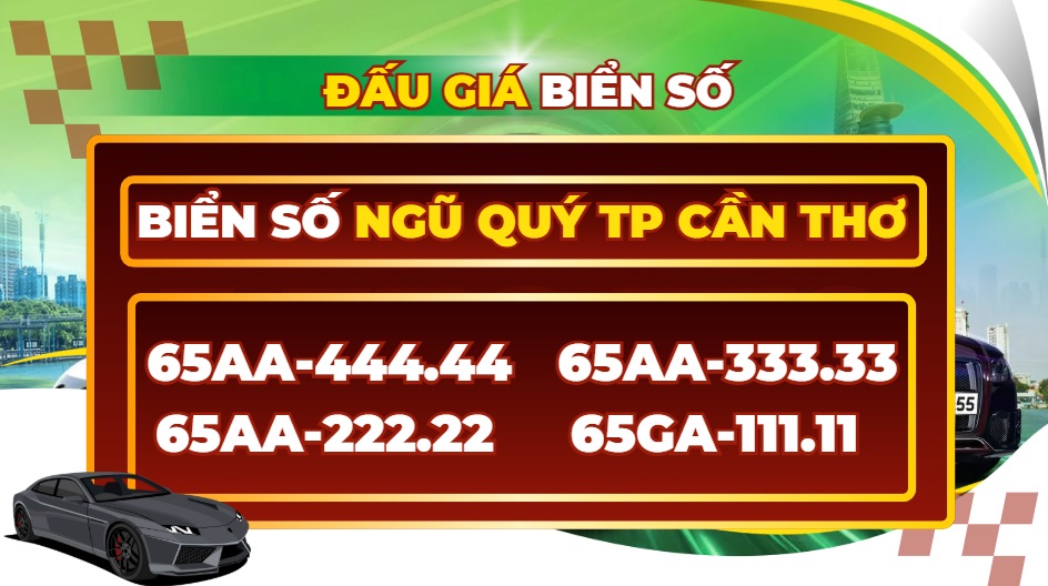 Up to 4 five-digit license plates in Can Tho City have been auctioned
