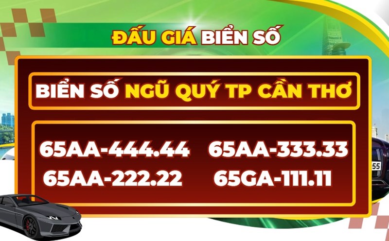 Up to 4 five-digit license plates in Can Tho City have been auctioned