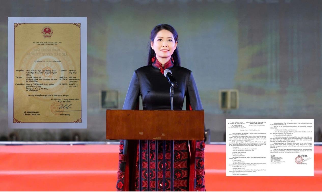 Miss Le Thi Tho announced the Miss Businesswoman World contest. Photo: Organizing Committee.