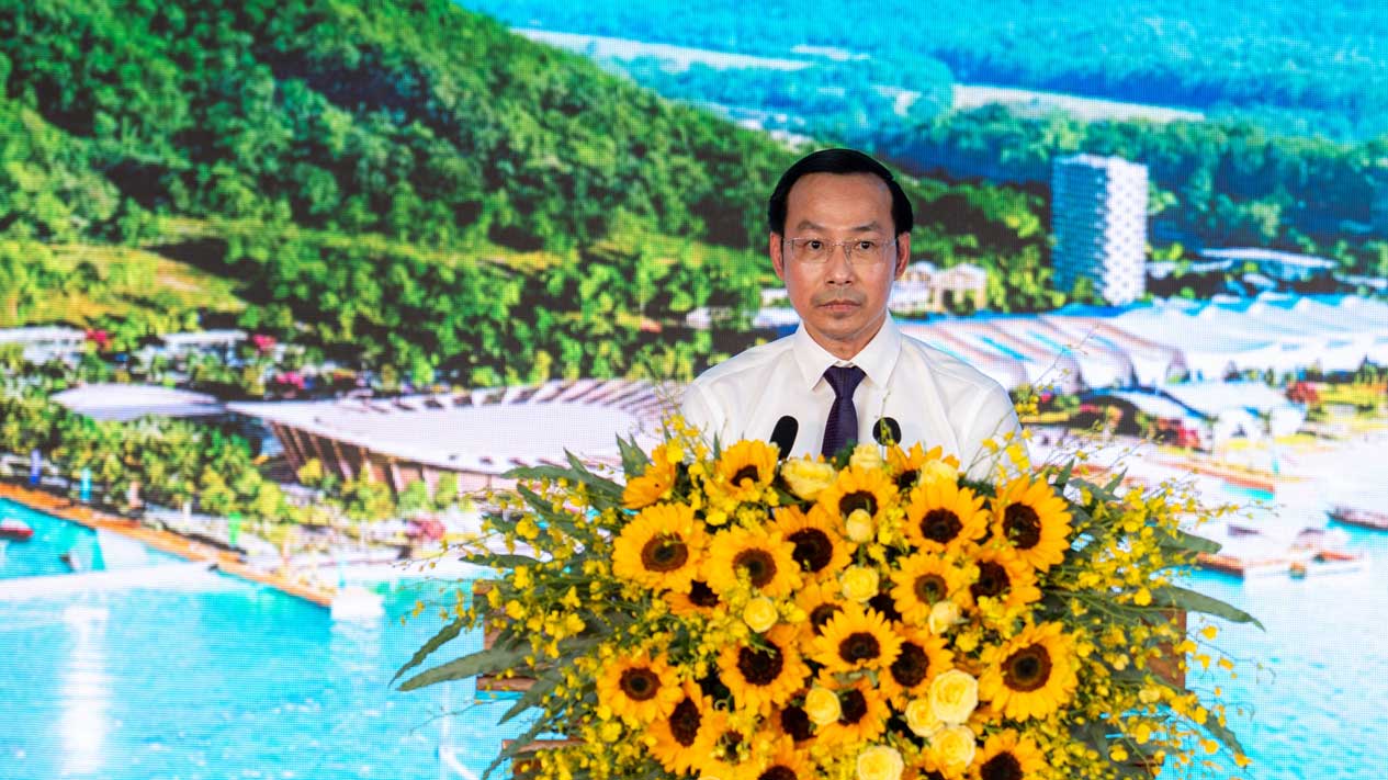 Chu tich UBND tinh Kien Giang Nguyen Thanh Nhan phat bieu tai buoi le. Anh: Xuan Nhi