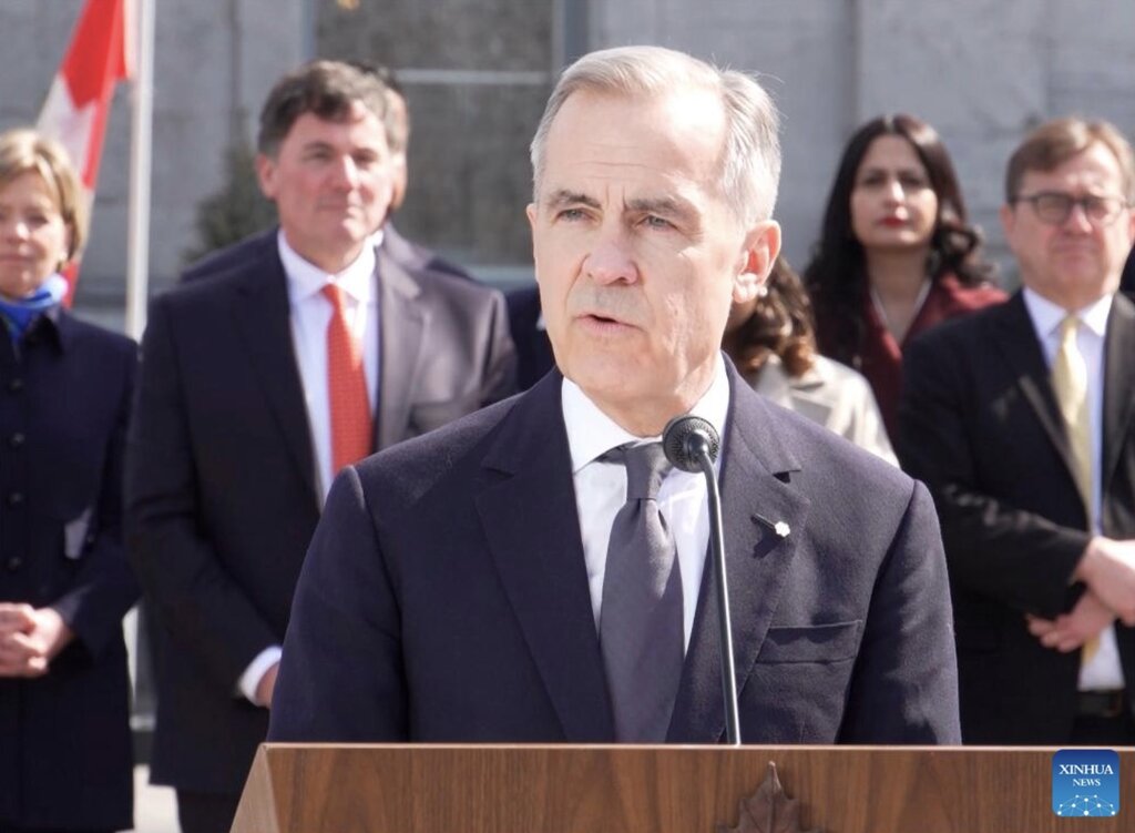 New Canadian Prime Minister Mark Carney meets with reporters after being sworn in. Photo: Xinhua