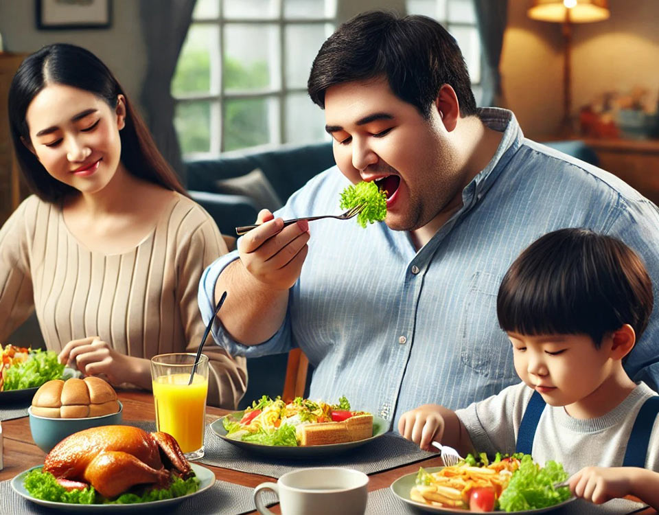 Men tend to gain weight after marriage, especially after their wives give birth. Photo created by AI