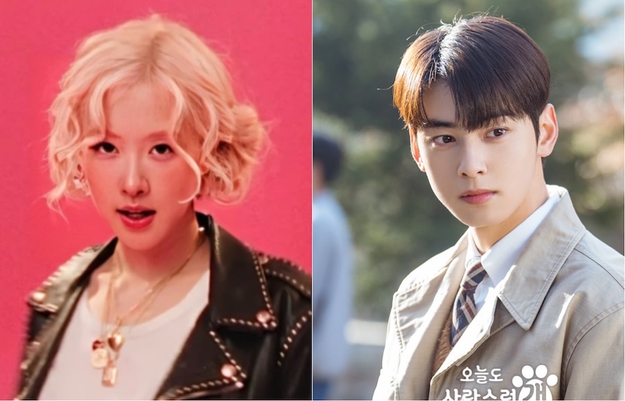 Rose (Blackpink) and Cha Eun Woo are rumored to be dating again. Photo: Cut from MV APT/ film trailer