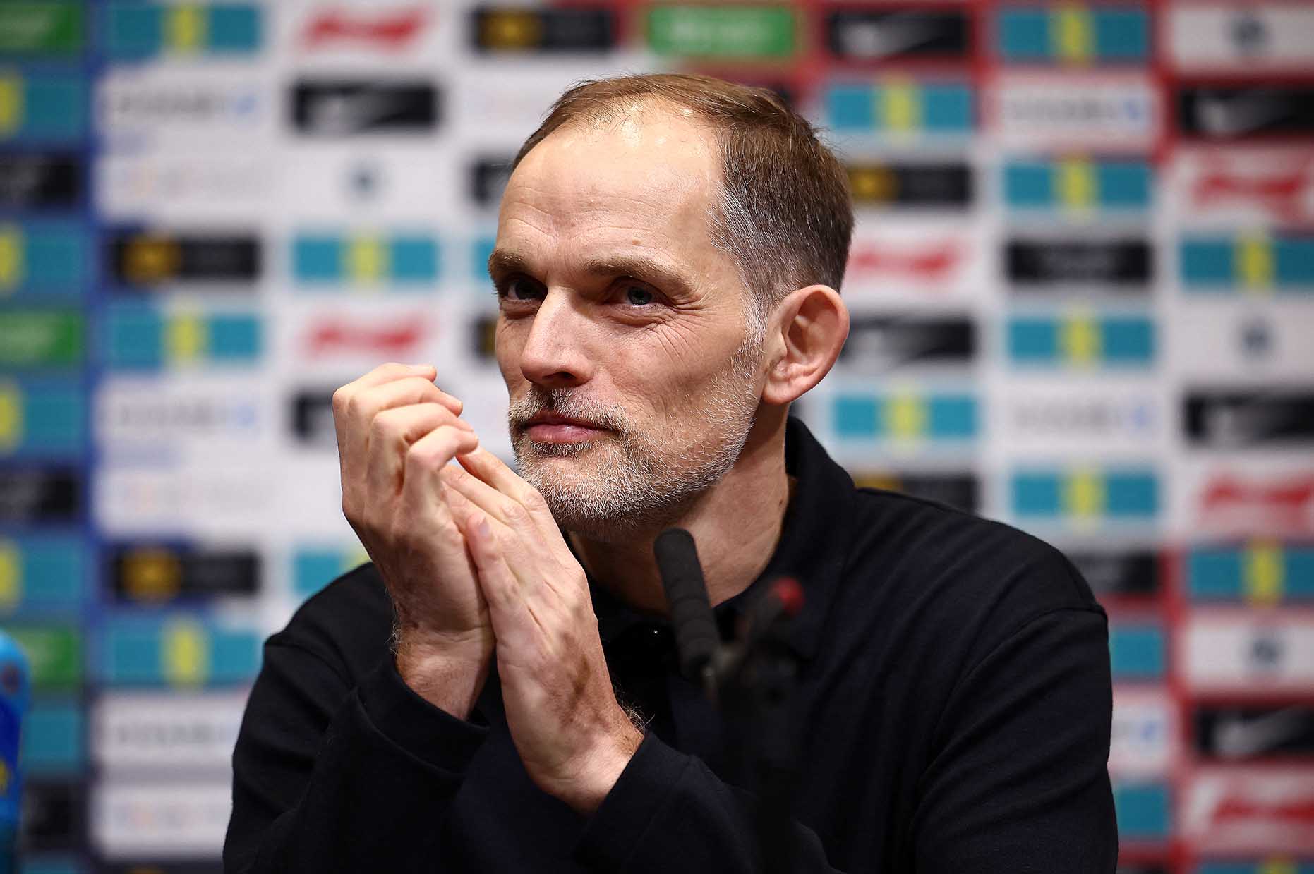 Thomas Tuchel at the latest press conference before the England team's gathering. Photo: AFP