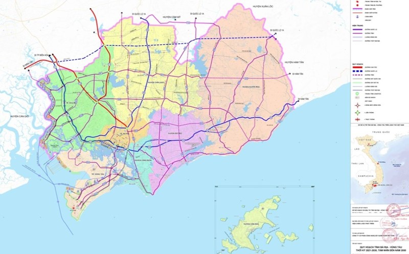Map of the Ba Ria - Vung Tau transport infrastructure development plan for the period 2021-2030, vision 2050. Photo: Department of Finance