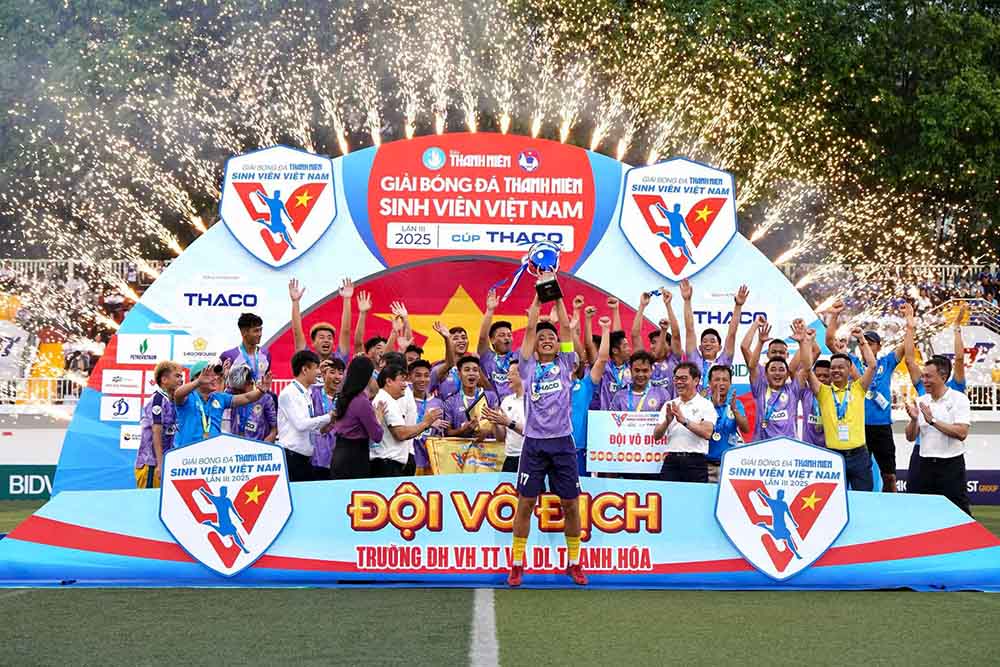 Thanh Hoa University of Culture, Sports and Tourism won the 2025 Youth Student Championship - THACO Cup. Photo: Doc Lap