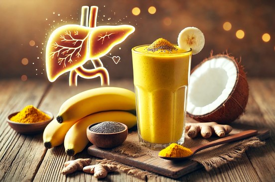 Quick liver detox recipe from bananas and turmeric. Photo: AI