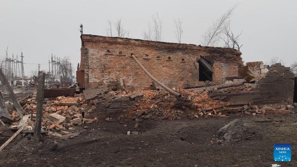 Houses destroyed in fighting in Kursk province, Russia, on May 13, 2025. Photo: Xinhua