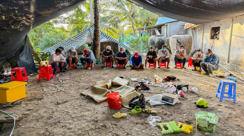 Caught 12 subjects kicking cock for on-site food. Photo: Provided by the police.
