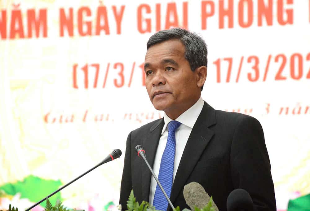 Mr. Ho Van Nien - Secretary of the Gia Lai Provincial Party Committee - spoke at the ceremony. Photo: Thanh Tuan